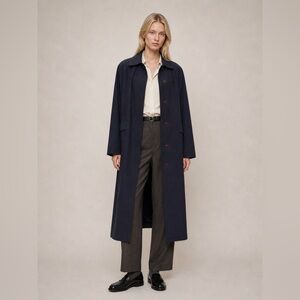 VINTAGE - Sequence Navy Minimalist Trench Coat With Removable Lining